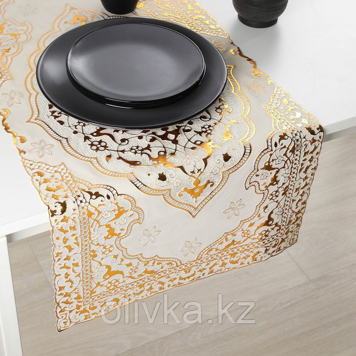 Салфетка ажурная для стола «Восток», 84×40 см, ПВХ, цвет золотой - фото 2 - id-p113263106