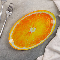 "Шырынды апельсин" үлесіндегі сопақша пішінді шыны ыдыс, 24,5×15 см, түсі қызғылт сары