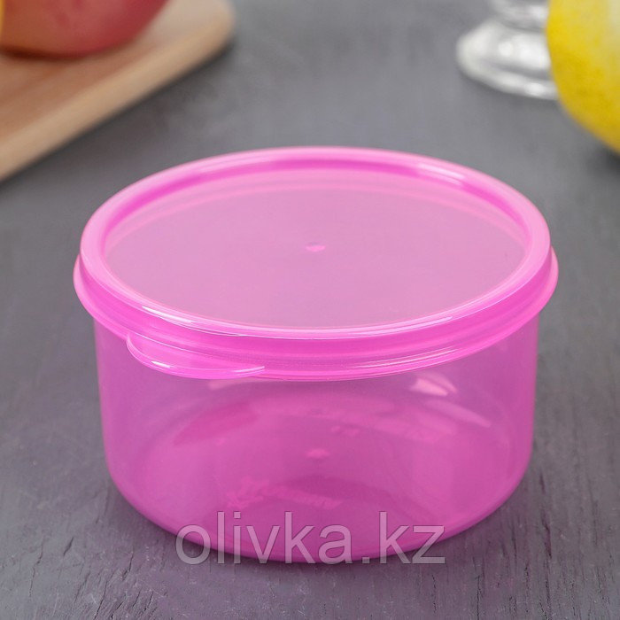 Контейнер круглый Доляна, пищевой, 300 мл, цвет розовый - фото 1 - id-p113245471