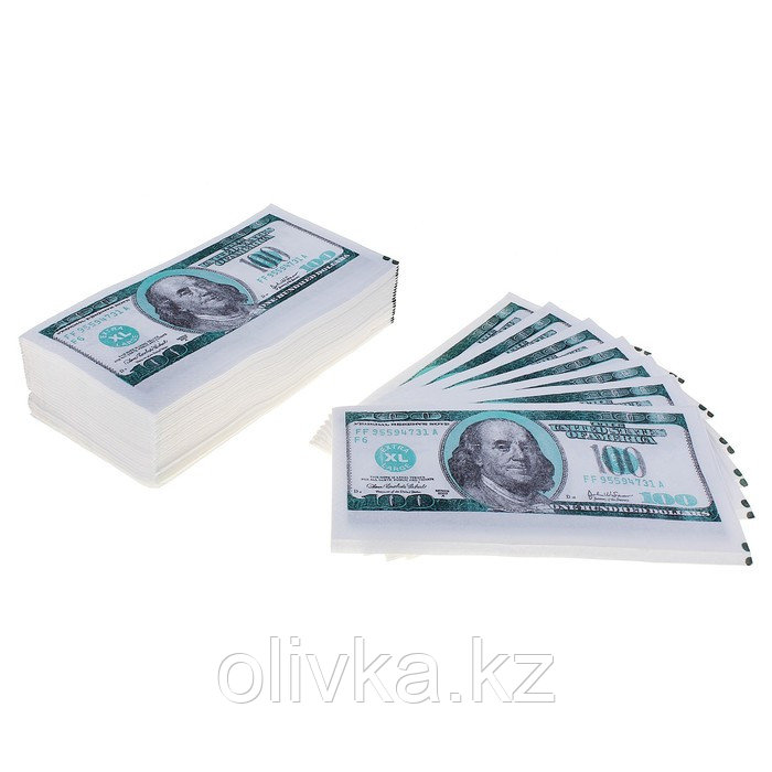 Набор сувенирных салфеток "100 долларов", 2-х слойные, 25 листов, 33х33 см - фото 1 - id-p113242606