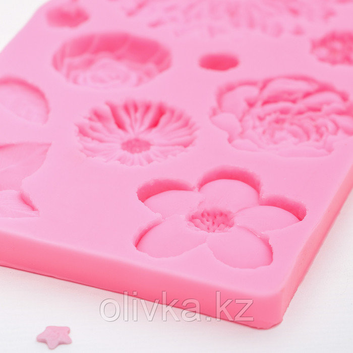 Силиконовый молд профессиональный «Цветы», 25×10 см, цвет розовый - фото 3 - id-p113251878