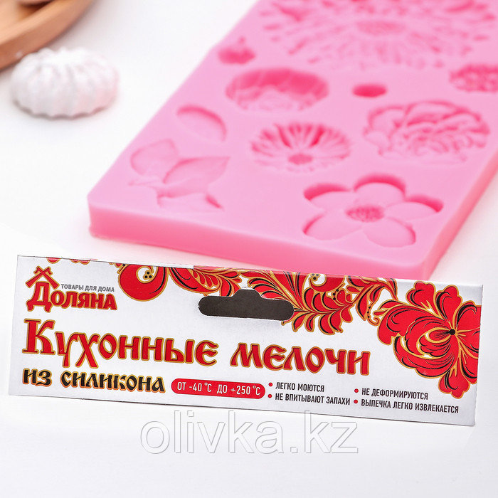 Силиконовый молд профессиональный «Цветы», 25×10 см, цвет розовый - фото 4 - id-p113251878