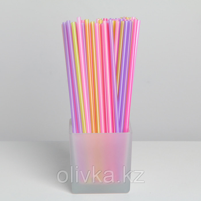 Трубочки одноразовые для напитков, 0,5×21 см, 100 шт, цвет микс - фото 1 - id-p113249253