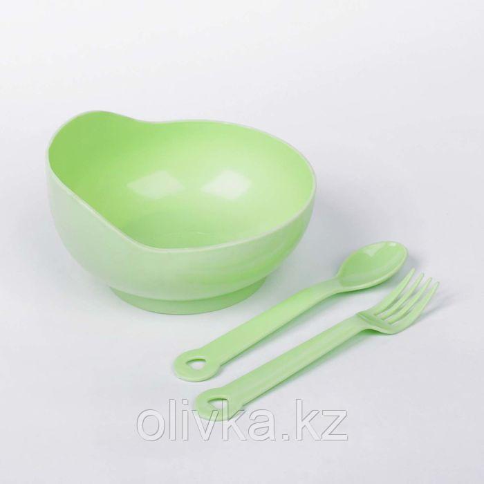 Набор детской посуды, 3 предмета: миска 250 мл, ложка, вилка, от 5 мес., цвета МИКС - фото 3 - id-p113248400