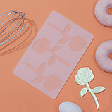 Силиконовый коврик для айсинга «Розы», 3 ячейки, 19×12,5×0,1 см, цвет прозрачный, фото 2
