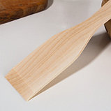 Лопатка деревянная 245х45х4 мм "Берёза ЛЮКС" большая в евро-слоте, фото 2