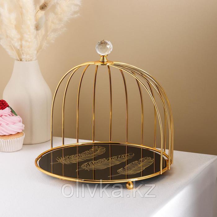 Подставка для десертов круглая «Перо», 26×26×23 см, цвет металла золотой - фото 1 - id-p113259664