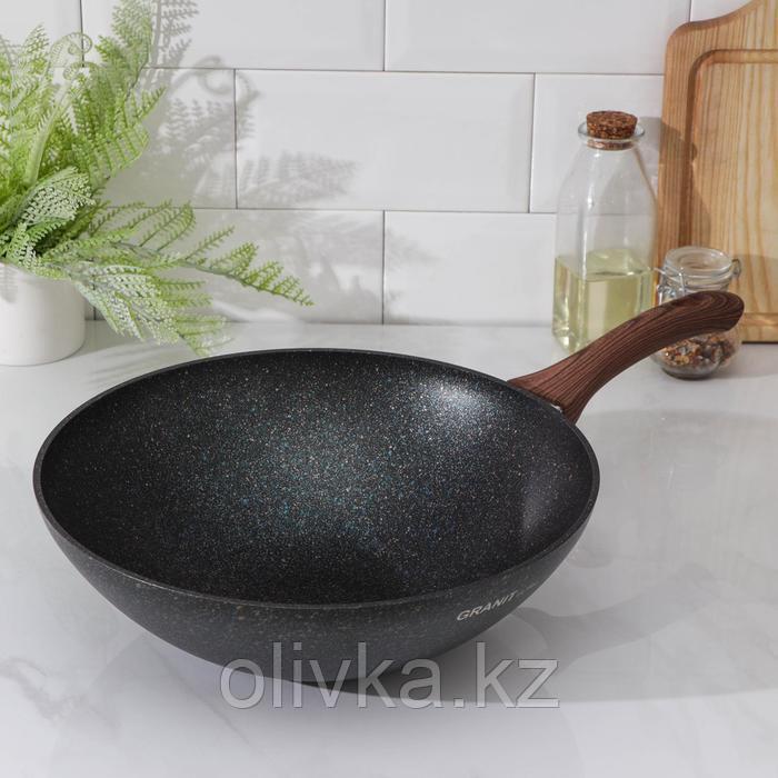 Сковорода WOK Granit ultra blue, d=30 см, h=10 см, пластиковая ручка, антипригарное покрытие, цвет чёрный - фото 1 - id-p113261429