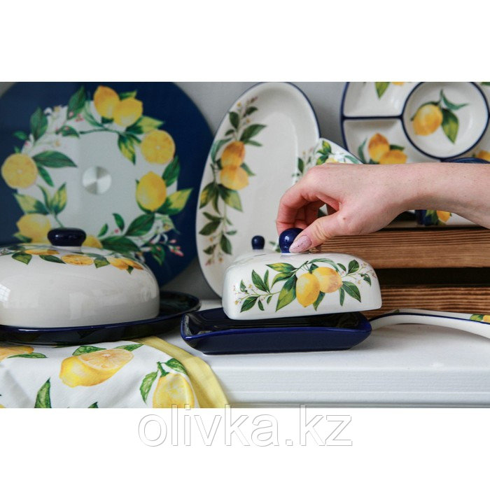 Маслёнка Доляна «Лимон», 17×12×8,5 см, цвет белый - фото 8 - id-p113265680