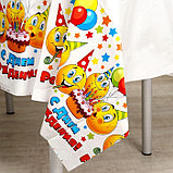 Скатерть «С Днём рождения», смайлы и тортик, фото 3