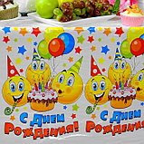 Скатерть «С Днём рождения», смайлы и тортик, фото 7