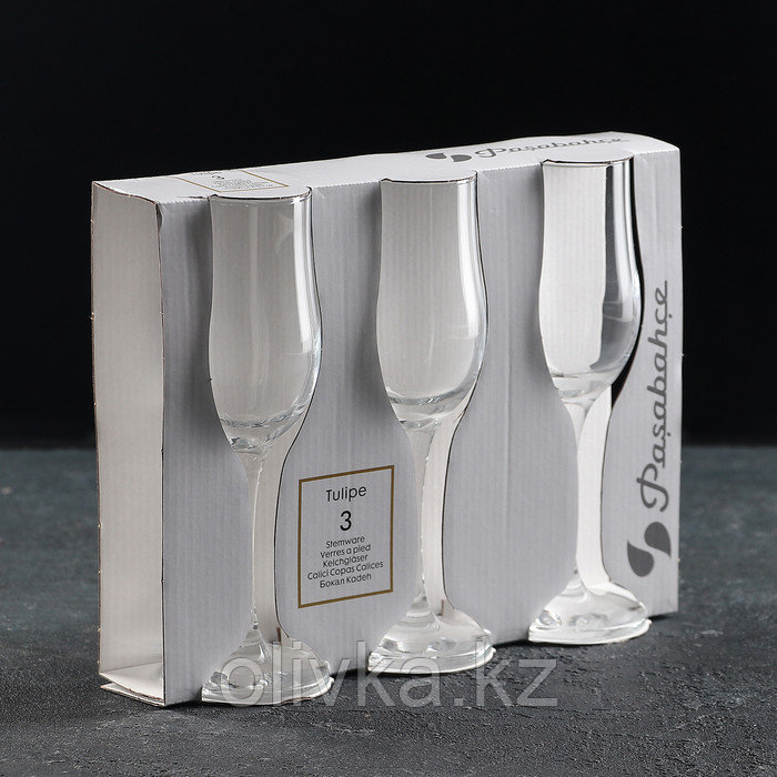 Набор стеклянных бокалов для шампанского Tulipe, 200 мл, 3 шт - фото 2 - id-p113242636