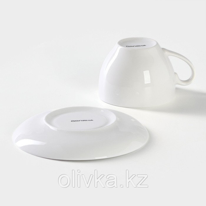Чайная пара фарфоровая Доляна «Зайка», 2 предмета: чашка 250 мл, блюдце d=15 см, цвет белый - фото 5 - id-p113257222