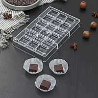 Форма для шоколада и конфет «Кубики», 18 ячеек, 20×12×2,5 см, ячейка 2,5×2,5×1 см