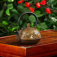 Чайник чугунный Доляна «Волна. Этно», 300 мл, с ситом, цвет бронзовый