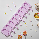 Форма силиконовая для мороженого Доляна «Эскимо», 42×12,5 см, 8 ячеек (6,8×3,8 см), цвет МИКС, фото 2