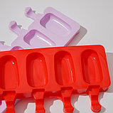 Форма силиконовая для мороженого Доляна «Эскимо», 42×12,5 см, 8 ячеек (6,8×3,8 см), цвет МИКС, фото 5
