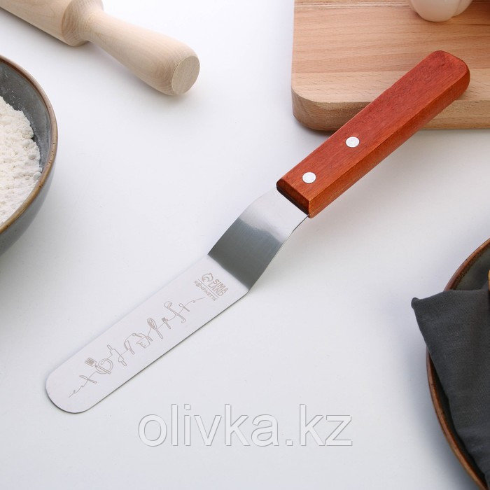 Лопатка кондитерская с деревянной ручкой «Кухня», 26.5 см х 3 см - фото 1 - id-p113265709