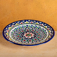 Тарелка Риштанская Керамика "Цветы", 23 см, синий