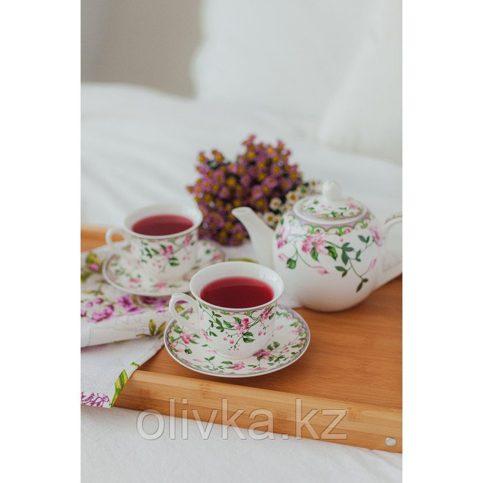 Чайная пара фарфоровая Доляна «Бланко», 2 предмета: чашка 220 мл, блюдце d=14,3 см, цвет белый - фото 5 - id-p113251941