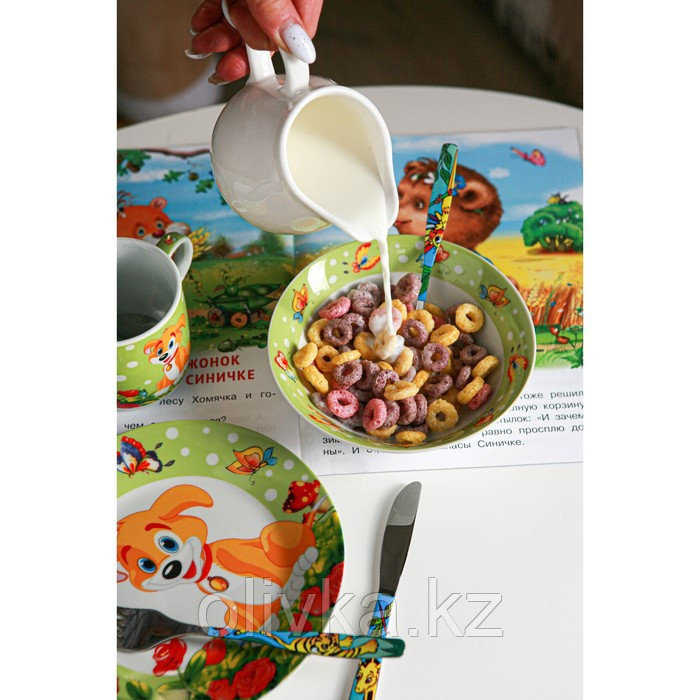 Набор детской посуды из керамики Доляна «Щенок», 3 предмета: кружка 230 мл, миска 400 мл, тарелка d=18 см - фото 8 - id-p113251943