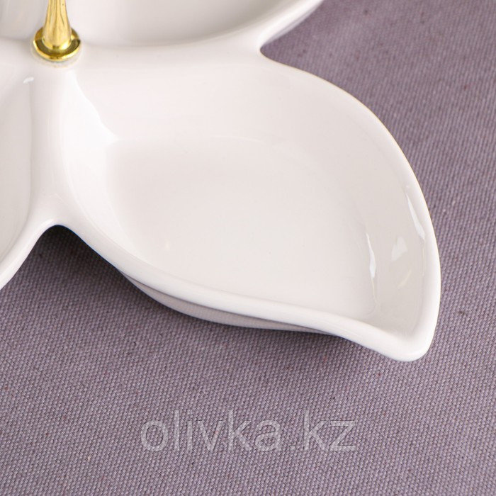 Менажница "Лилия", белая, керамика, 32х32х5 см, 1 сорт, 1 сорт, Иран - фото 3 - id-p113268121
