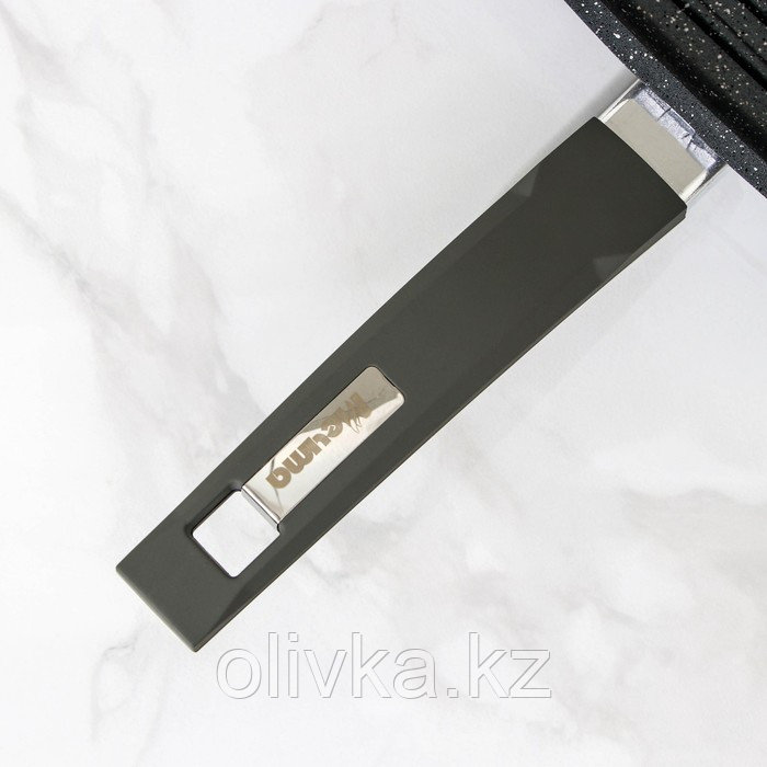 Сковорода-гриль квадратная «Гранит», 26×26 см, пластиковая ручка, стеклянная крышка, антипригарное покрытие, - фото 4 - id-p113255456