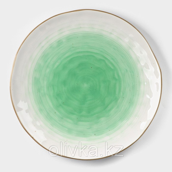 Тарелка фарфоровая Доляна «Космос», d=27,5 см, цвет зелёный - фото 1 - id-p113254577