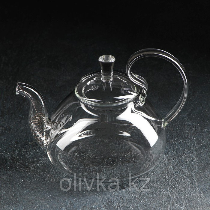 Чайник стеклянный заварочный с металлическим ситом Доляна «Элегия», 800 мл - фото 1 - id-p113245553