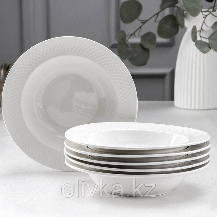 Набор тарелок глубоких фарфоровых Wilmax «Юлия Высоцкая», 6 предметов: 400 мл, d=22,5 см, цвет белый - фото 1 - id-p113244605