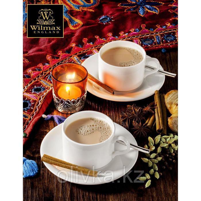 Кофейная пара фарфоровая Wilmax Stella, 2 предмета: кружка 140 мл, блюдце, цвет белый - фото 5 - id-p113244606