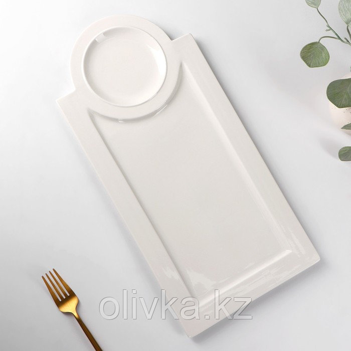 Блюдо керамическое с соусником «Классика», 42,5×20,5 см - фото 1 - id-p113266564