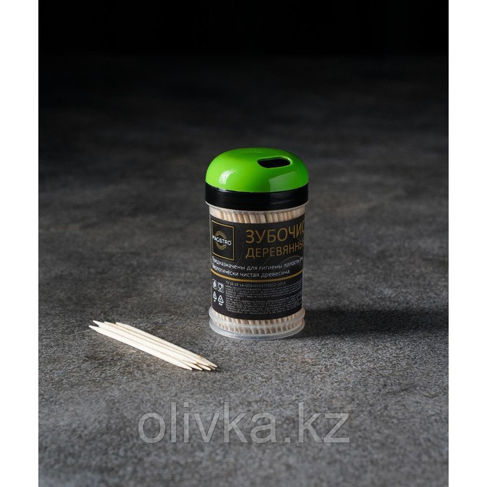Зубочистки из берёзы Magistro, 200 шт, пластиковая баночка, крышка с дозатором - фото 4 - id-p113258092