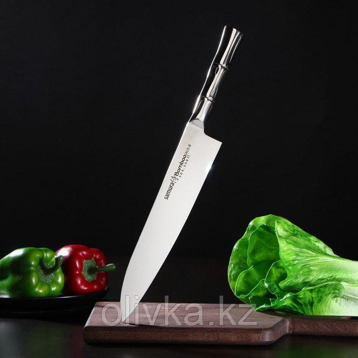 Нож кухонный Samura BAMBOO, шеф, лезвие 24 см, стальная рукоять - фото 1 - id-p113268135