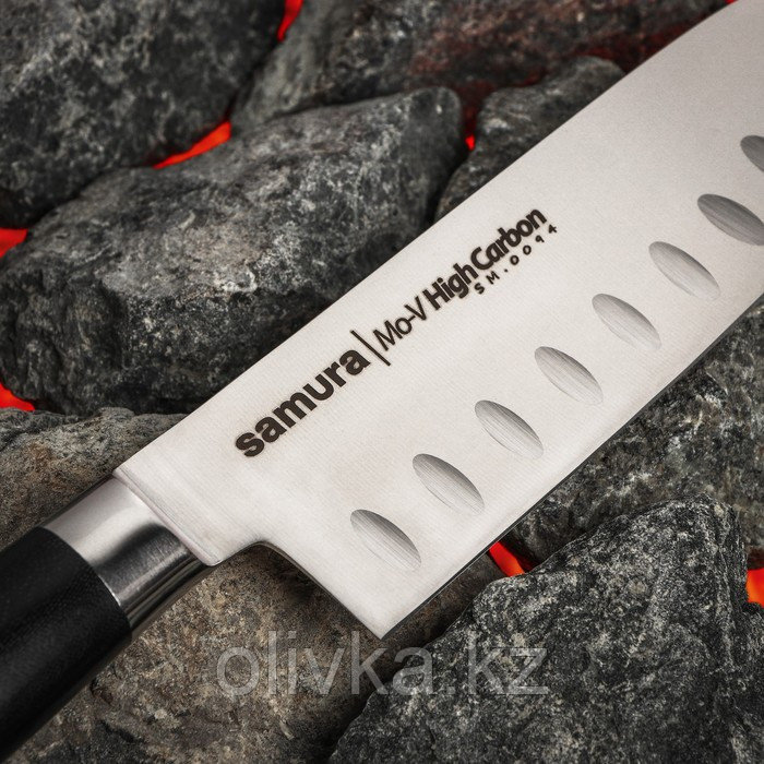Нож кухонный Samura Mo-V, сантоку, лезвие 18 см - фото 3 - id-p113268136