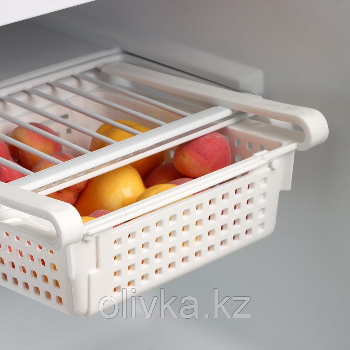 Органайзер для холодильника раздвижной «Лофт», 19,7×20×7,7 см, цвет белый - фото 3 - id-p113269058