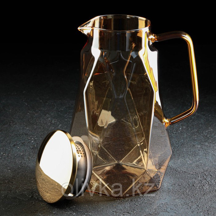 Набор для напитков из стекла Magistro «Голден. Льдинка», 5 предметов: кувшин 1,5 л, 4 кружки 350 мл, цвет - фото 4 - id-p113269066