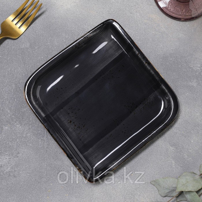 Блюдо фарфоровое квадратное Balance, 14,5×14,5 см, цвет чёрный - фото 1 - id-p113262366