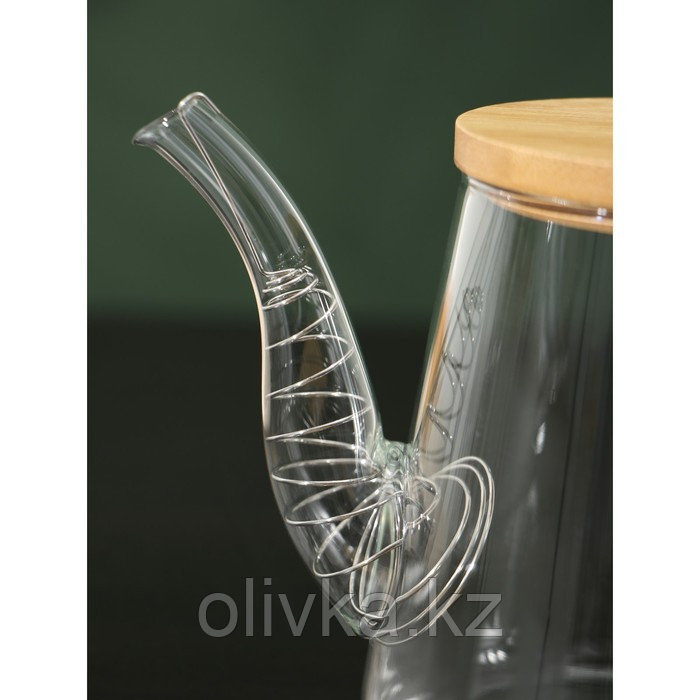 Чайник заварочный стеклянный с бамбуковой крышкой и металлическим фильтром BellaTenero «Бамбук», 600 мл, - фото 5 - id-p113270040