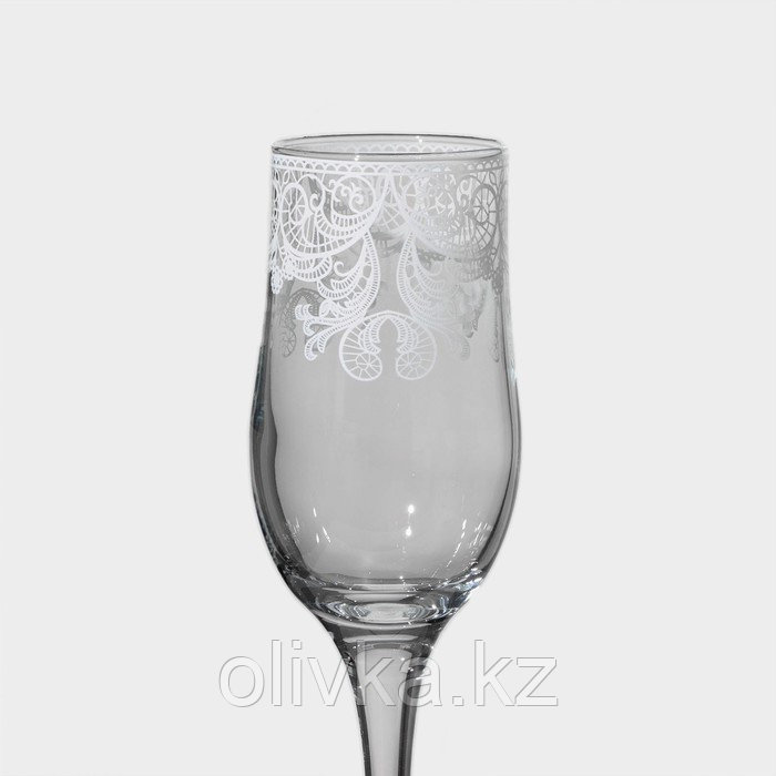 Набор бокалов для шампанского «Кружево», 200 мл, диаметр 5,3 см, высота 20,5 см, 2 шт - фото 3 - id-p113258859