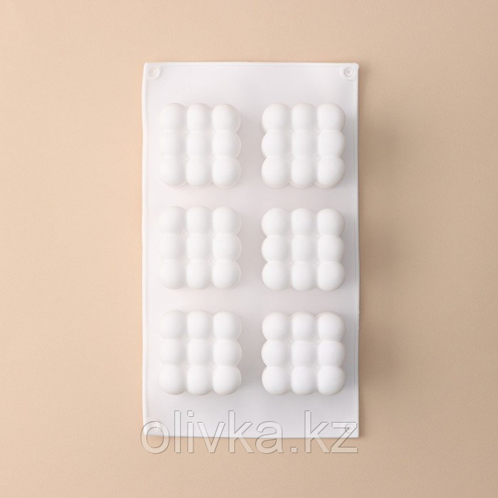 Форма силиконовая для муссовых десертов и выпечки KONFINETTA «Рафаэль», 29,7×17,5×5,7 см, 6 ячеек (6,2×6,2 - фото 2 - id-p113252863