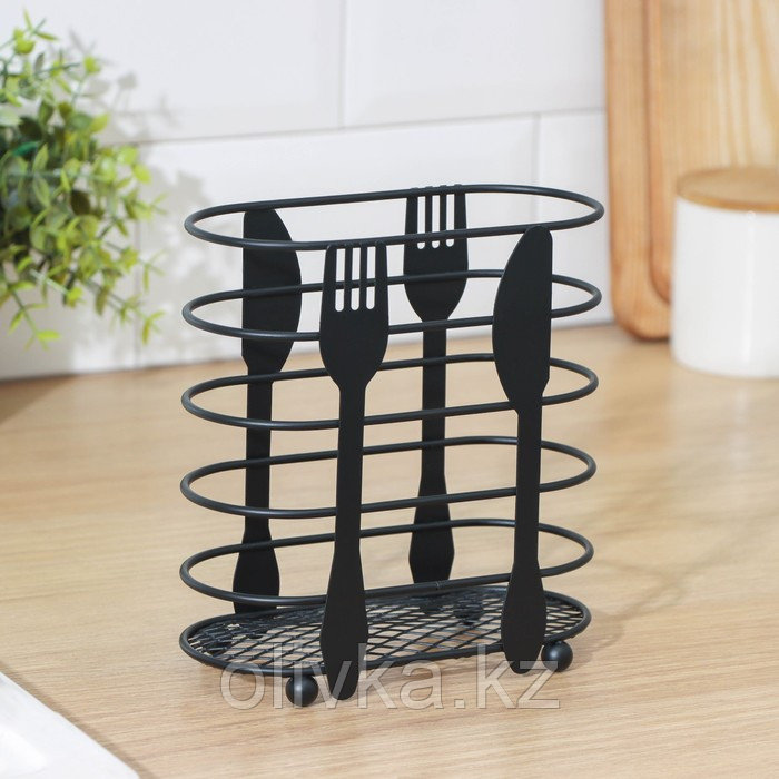 Сушилка для столовых приборов Доляна, 16×16,4×7,5 см, цвет чёрный - фото 2 - id-p113257263