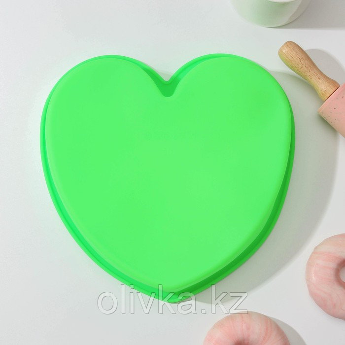 Форма силиконовая для выпечки Доляна «Сердце», 24×23×4 см, цвет МИКС - фото 2 - id-p113243716