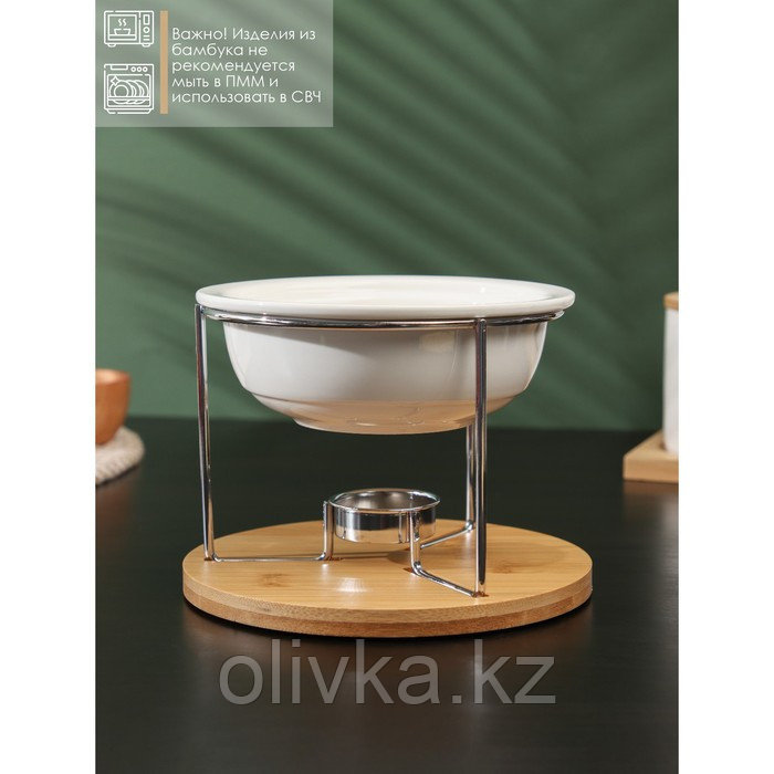 Набор для фондю керамический BellaTenero, 5 предметов: чаша 350 мл, 4 шпажки, цвет белый - фото 3 - id-p113271978