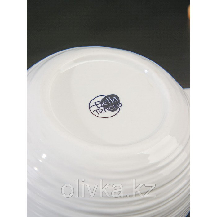 Чайник фарфоровый заварочный с подогревом на деревянной подставке BellaTenero «Полосы», 850 мл, цвет белый - фото 4 - id-p113271983