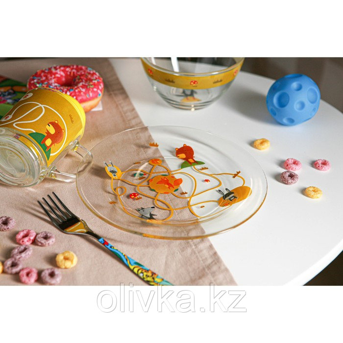 Набор детской посуды Доляна «Лесные забавы», 3 предмета: миска 450 мл, тарелка d=20 см, кружка 200 мл - фото 9 - id-p113263200