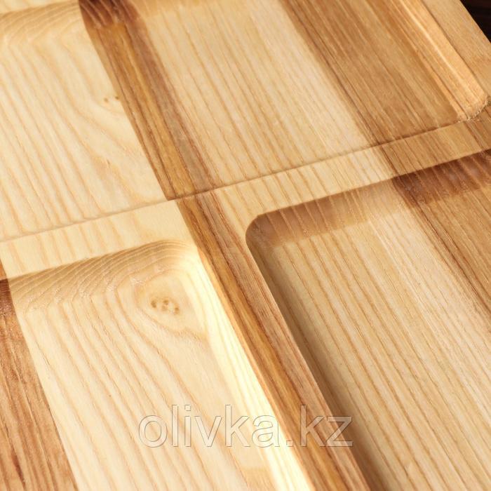 Менажница деревянная "Бавария", с разделочной доской, 45х30 см, массив ясеня - фото 4 - id-p113258879