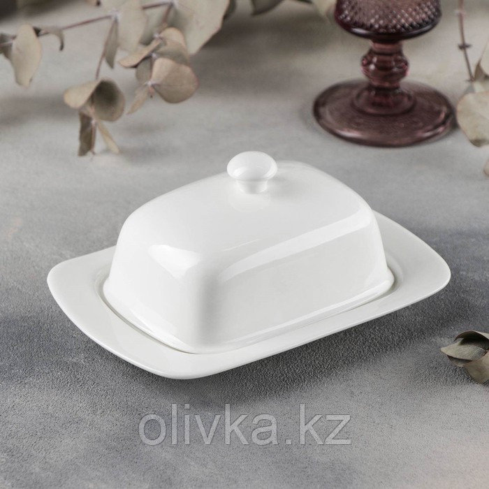 Маслёнка фарфоровая Wilmax, 19×12,5×8,5 см, цвет белый - фото 1 - id-p113244636