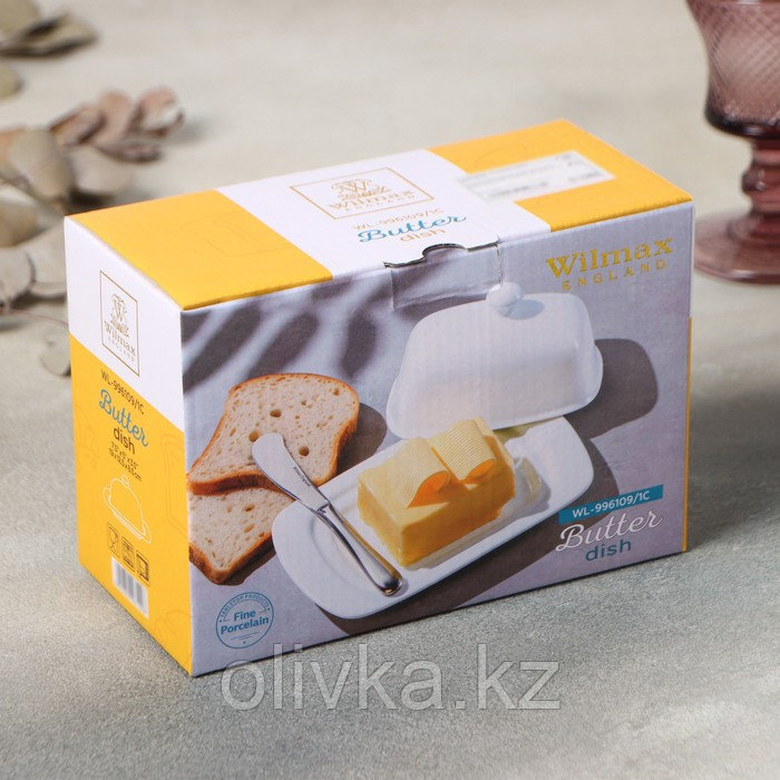 Маслёнка фарфоровая Wilmax, 19×12,5×8,5 см, цвет белый - фото 5 - id-p113244636