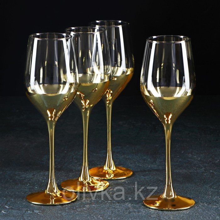 Набор стеклянных бокалов для вина «Электрическое золото», 270 мл, 4 шт - фото 1 - id-p113268162